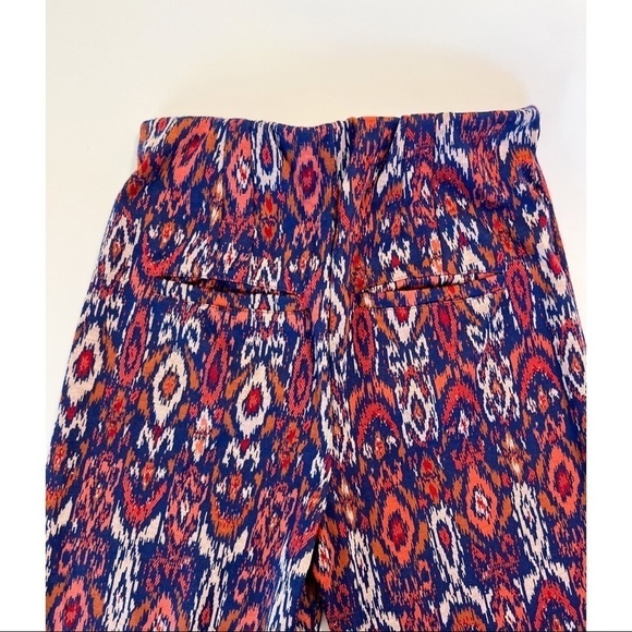 FREE PEOPLE Knit Flare Geometric Cropped Boho Pants Blue Red Sz 4 - Picture 4 of 5